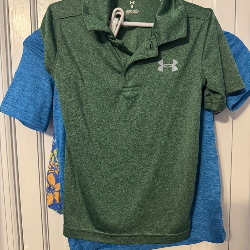Set of Three Kids Polos! Green, Blue, & Hawaiin! Classic combo. Boys 6. - Picture 6 of 12